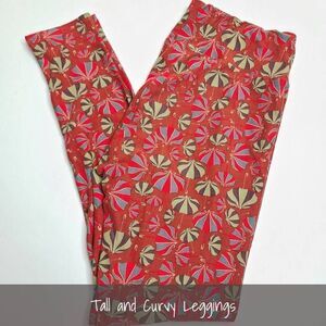 LuLaRoe TC Leggings Tall and Curvy Umbrellas Red NEW